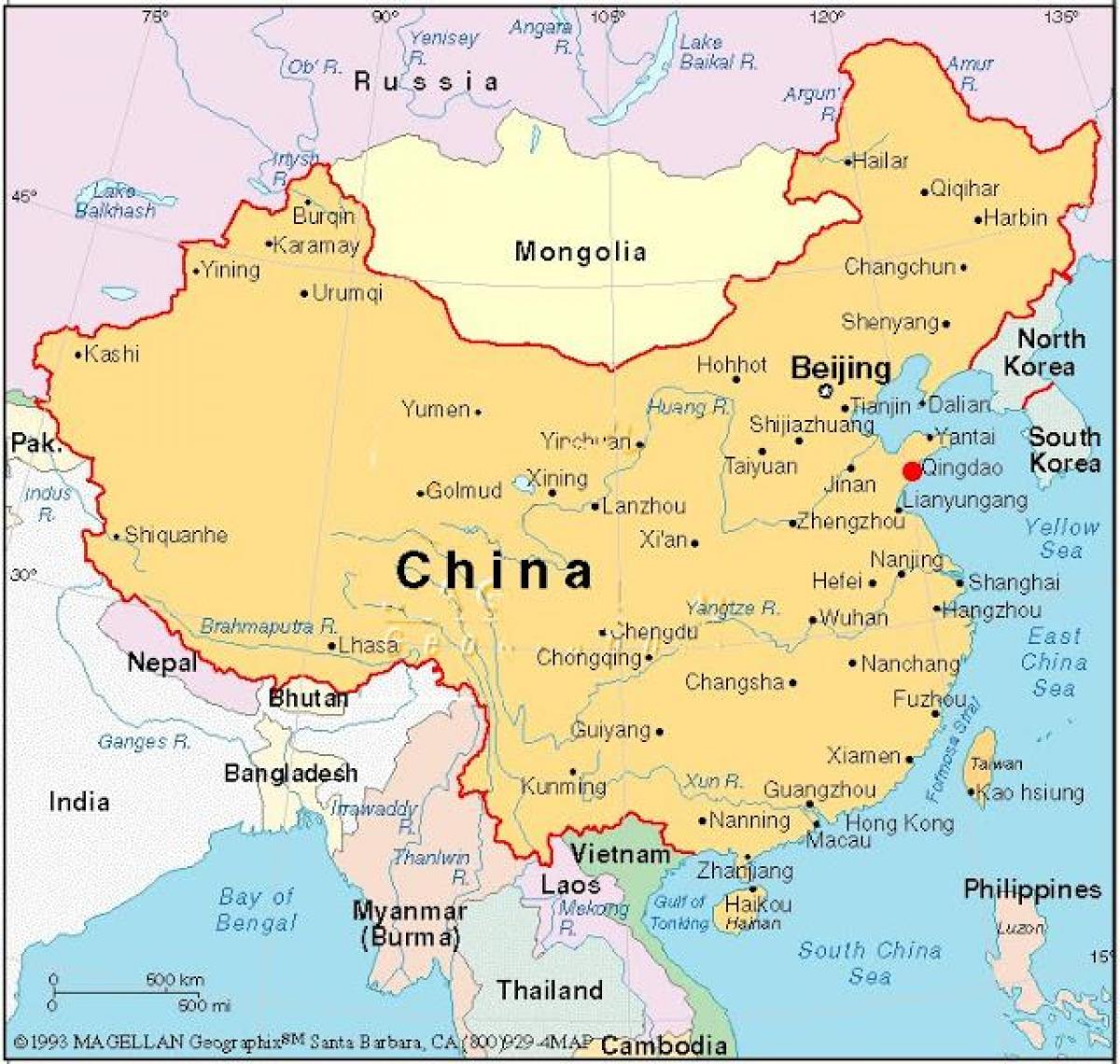 kaart kapitali Hiina