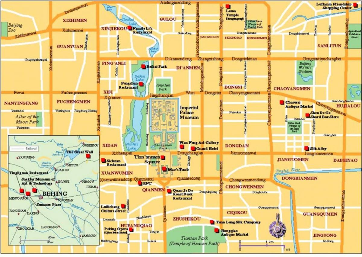 tourist map Peking linnas
