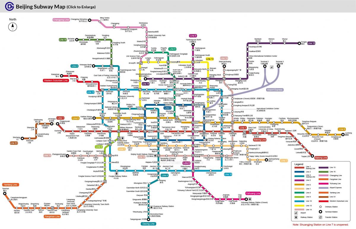 Pekingi metroo kaart 2016